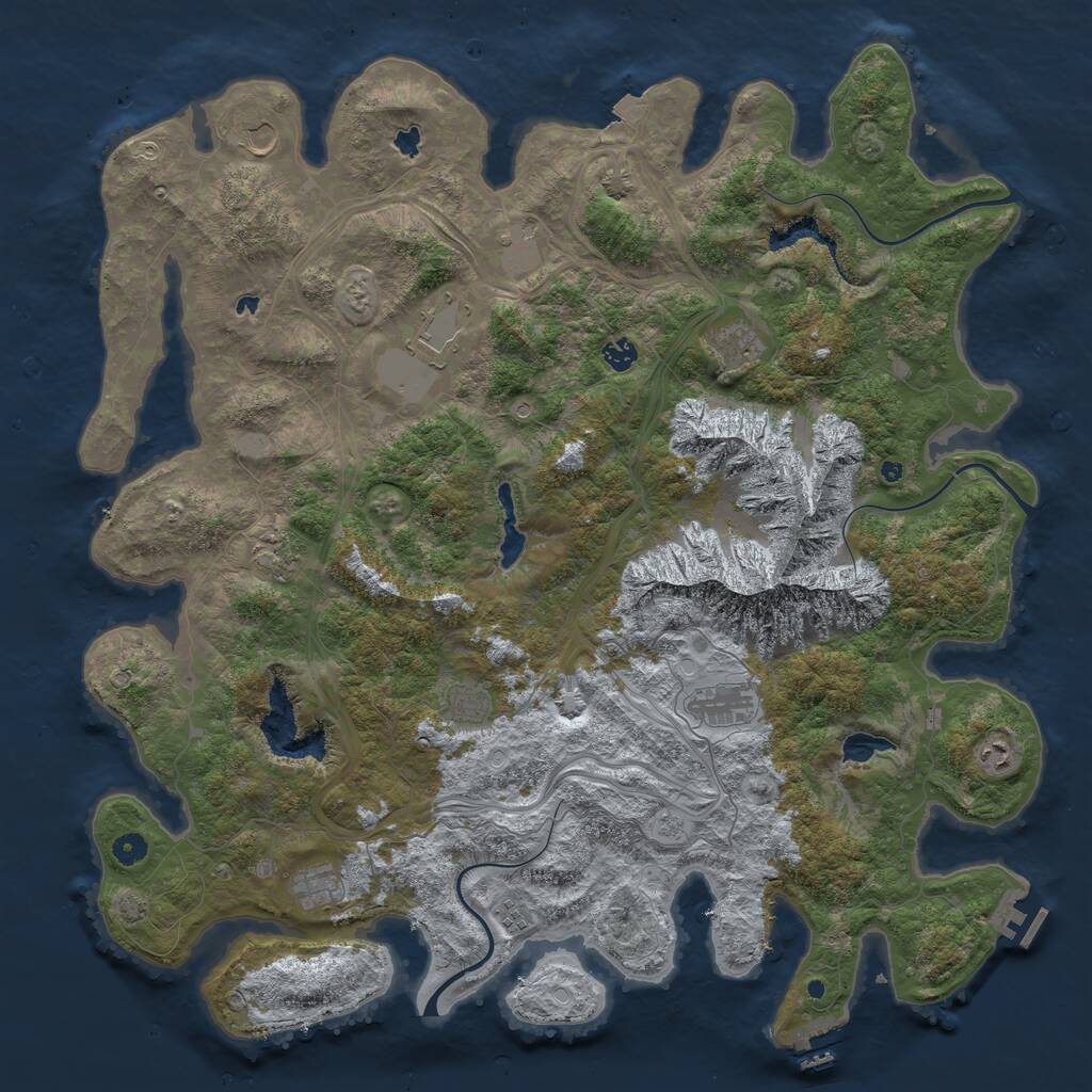 Rust Map: Procedural Map, Size: 5000, Seed: 405255360, 17 Monuments