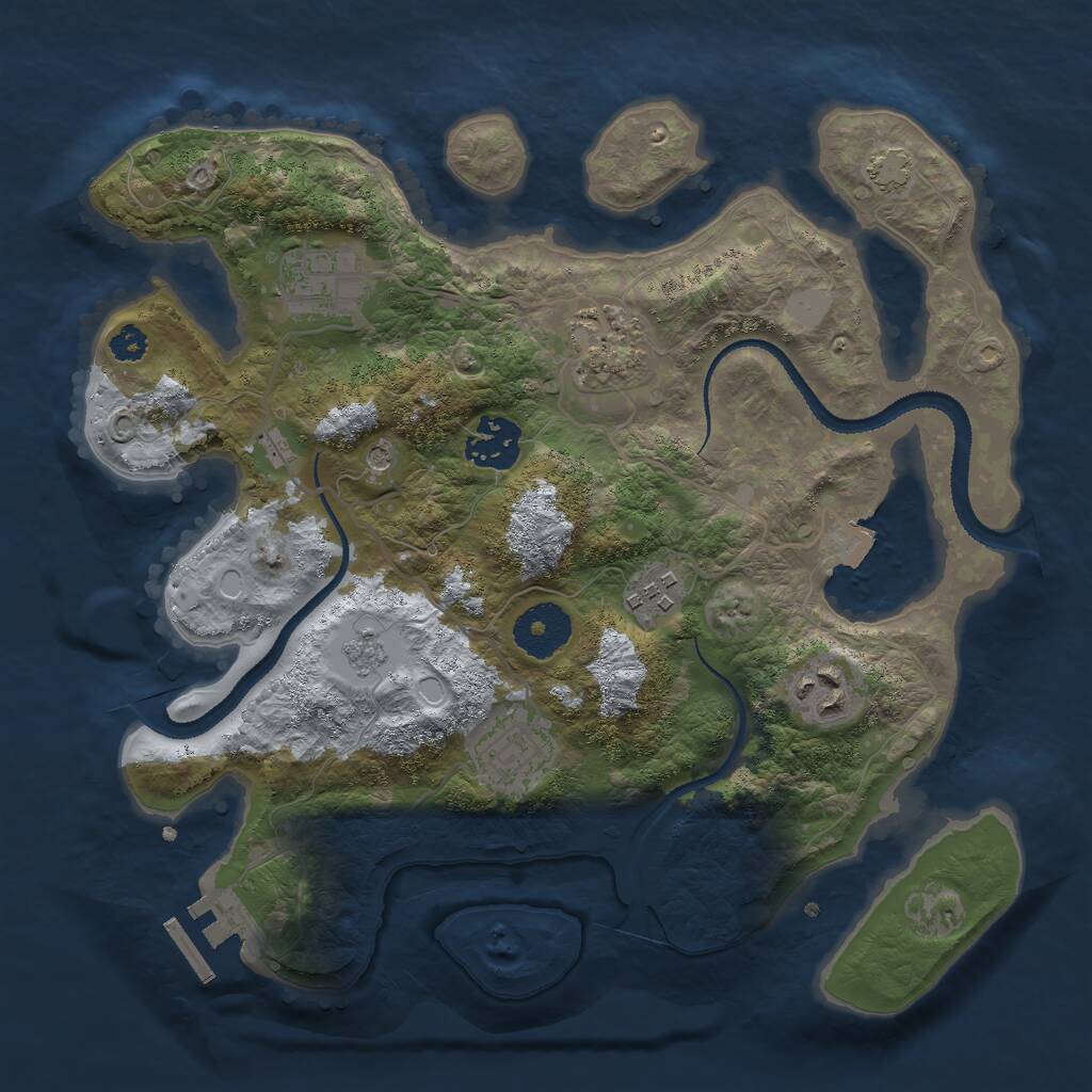 Rust Map: Procedural Map, Size: 3000, Seed: 68580720, 11 Monuments