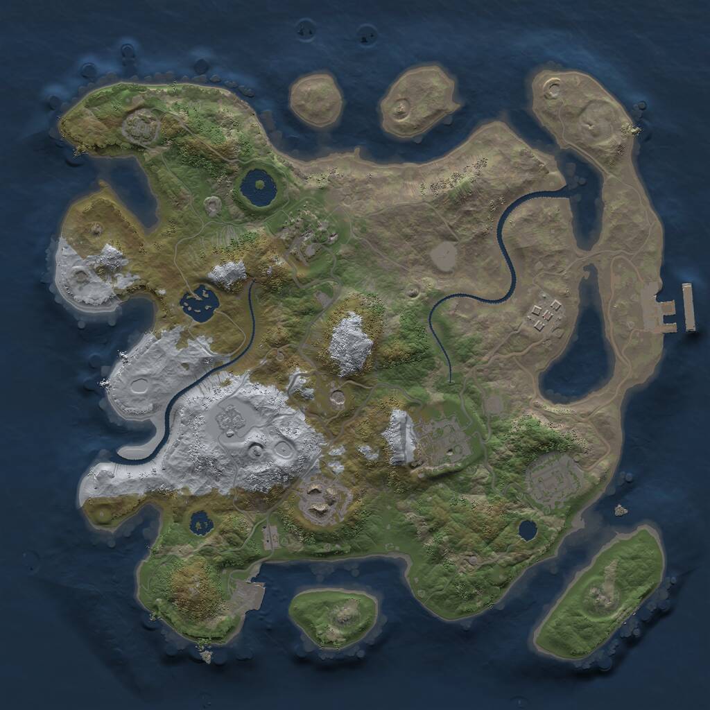 Rust Map: Procedural Map, Size: 3000, Seed: 68580720, 11 Monuments