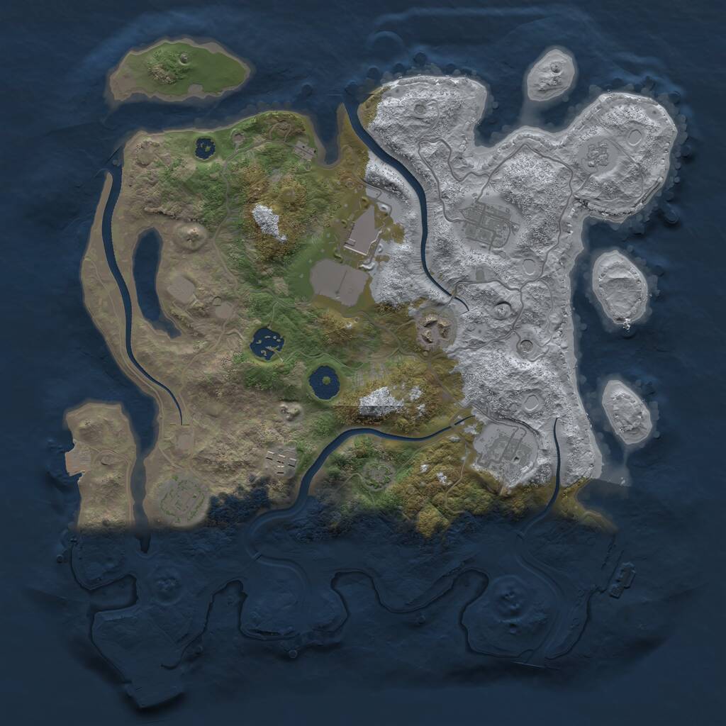 Rust Map: Procedural Map, Size: 3500, Seed: 467251669, 13 Monuments