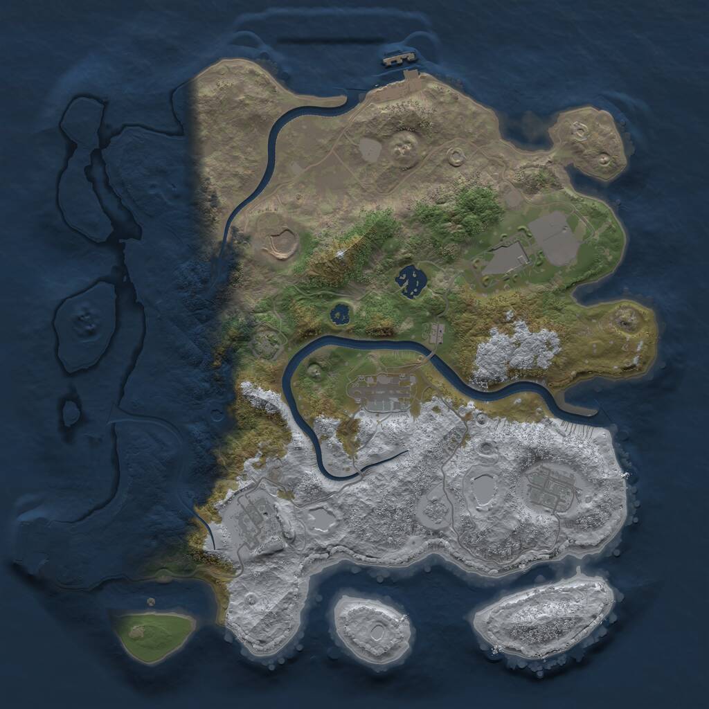 Rust Map: Procedural Map, Size: 3500, Seed: 20240109, 12 Monuments