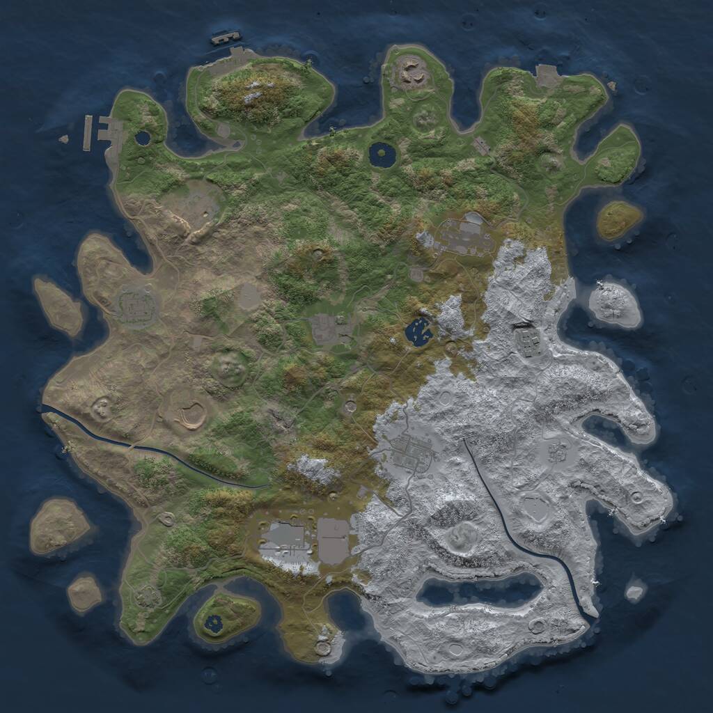 Rust Map: Procedural Map, Size: 3999, Seed: 92921585, 16 Monuments