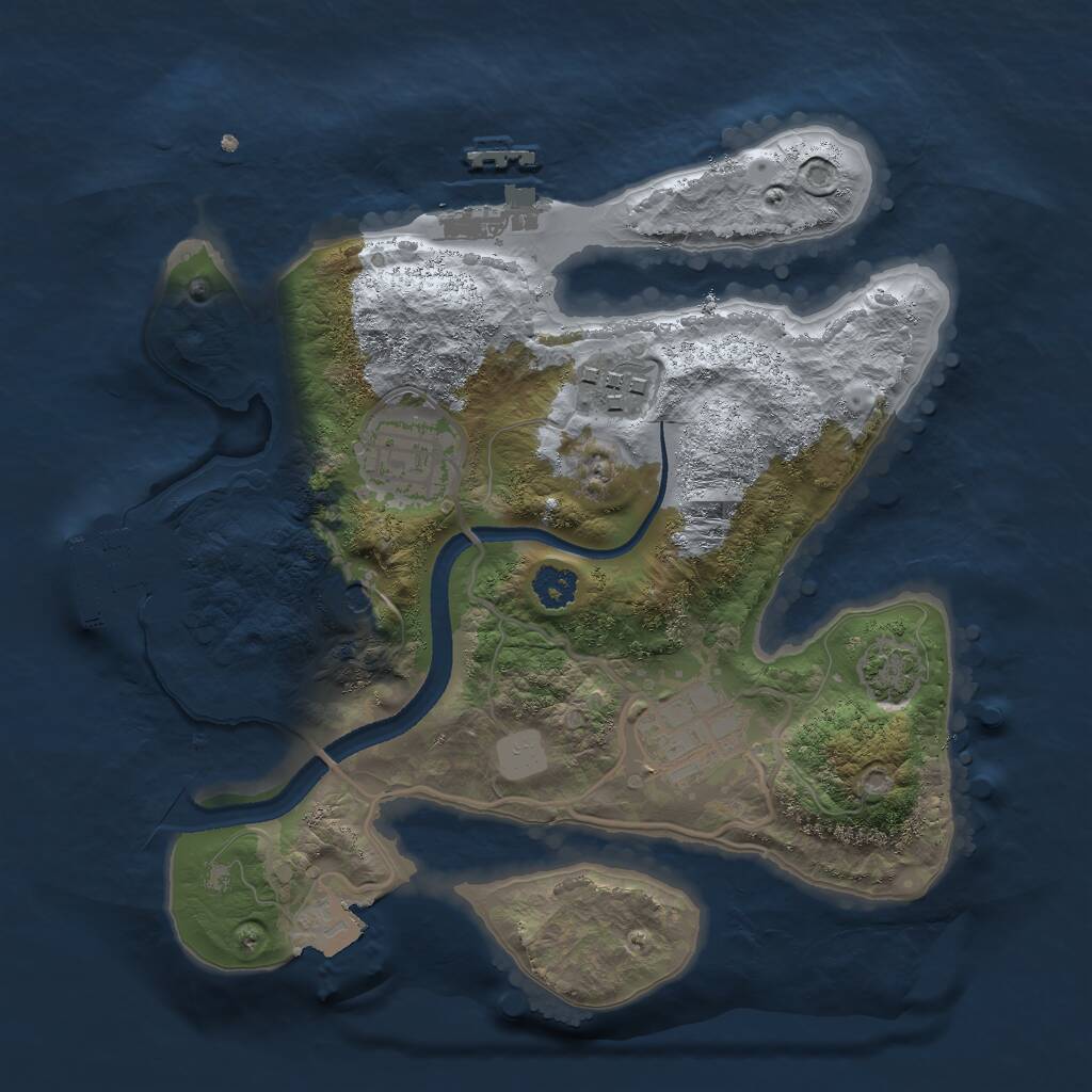 Rust Map: Procedural Map, Size: 2500, Seed: 1586801626, 8 Monuments