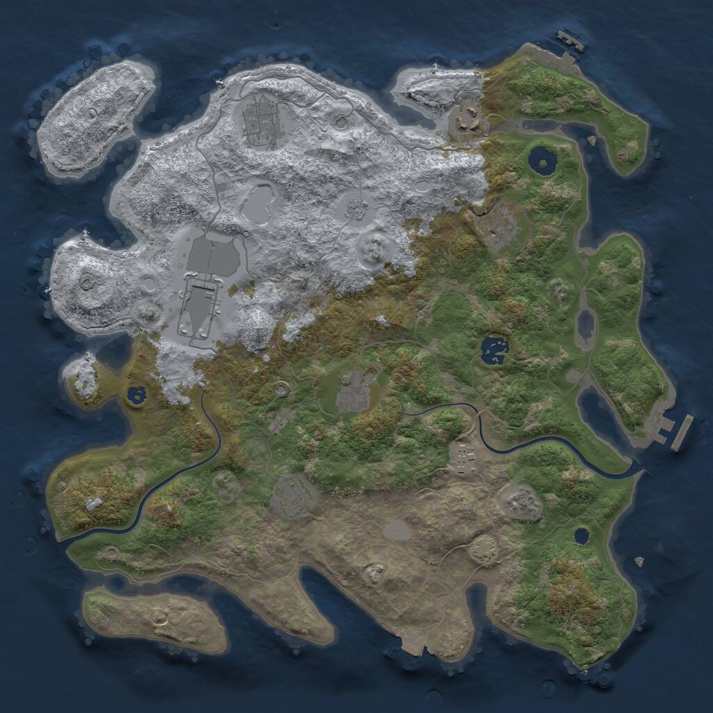 Rust Map: Procedural Map, Size: 3750, Seed: 1878812760, 14 Monuments