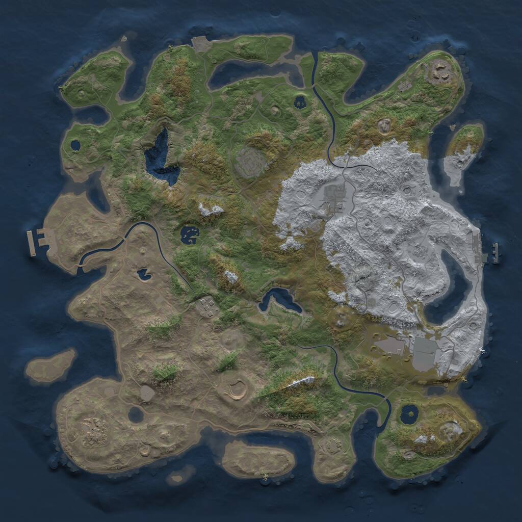 Rust Map: Procedural Map, Size: 4098, Seed: 1337, 14 Monuments