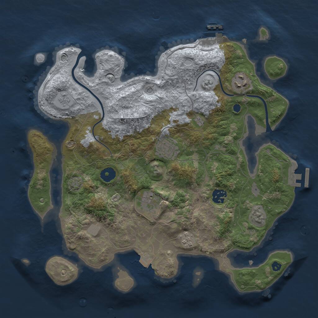 Rust Map: Procedural Map, Size: 3300, Seed: 2003203396, 11 Monuments