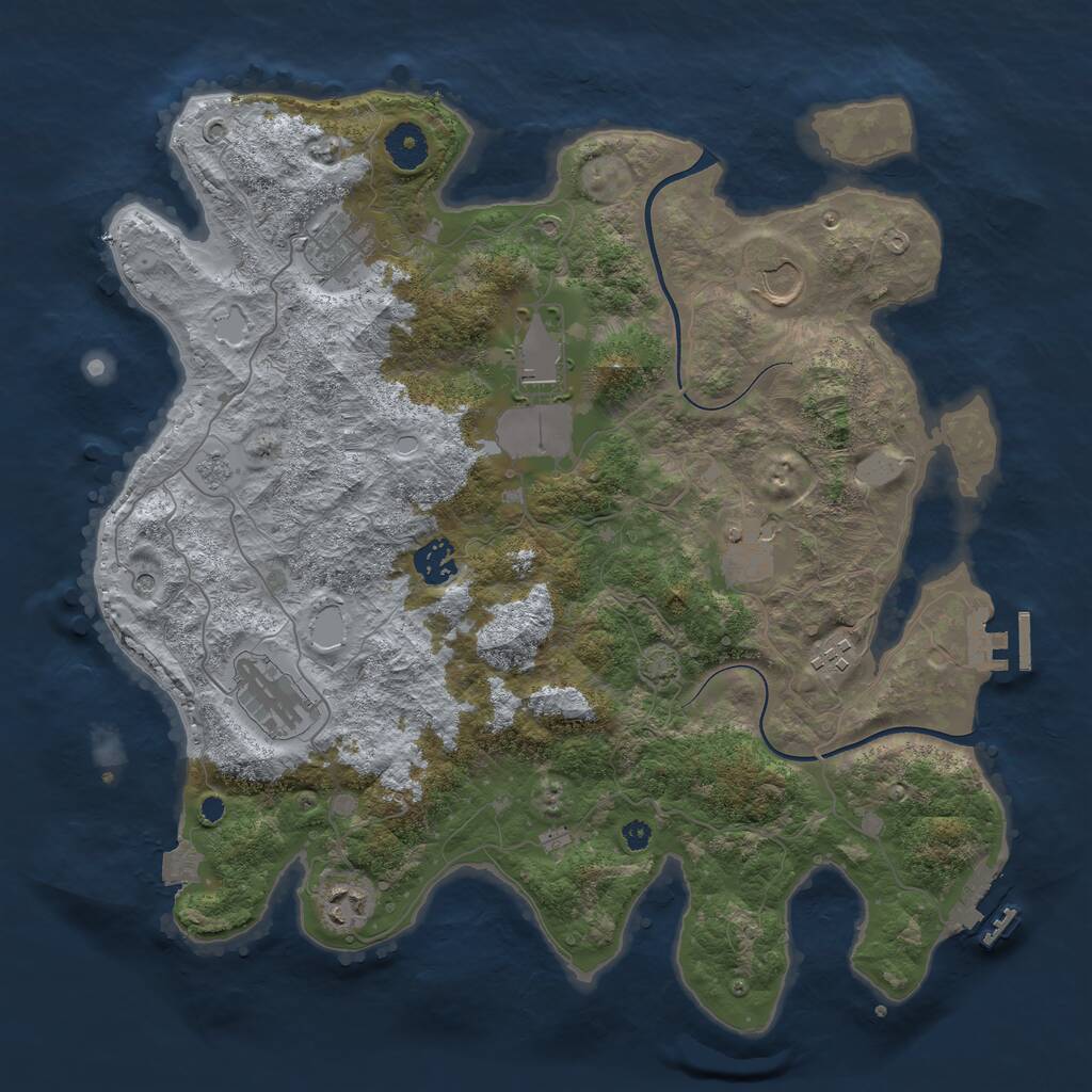 Rust Map: Procedural Map, Size: 3750, Seed: 2545524, 14 Monuments