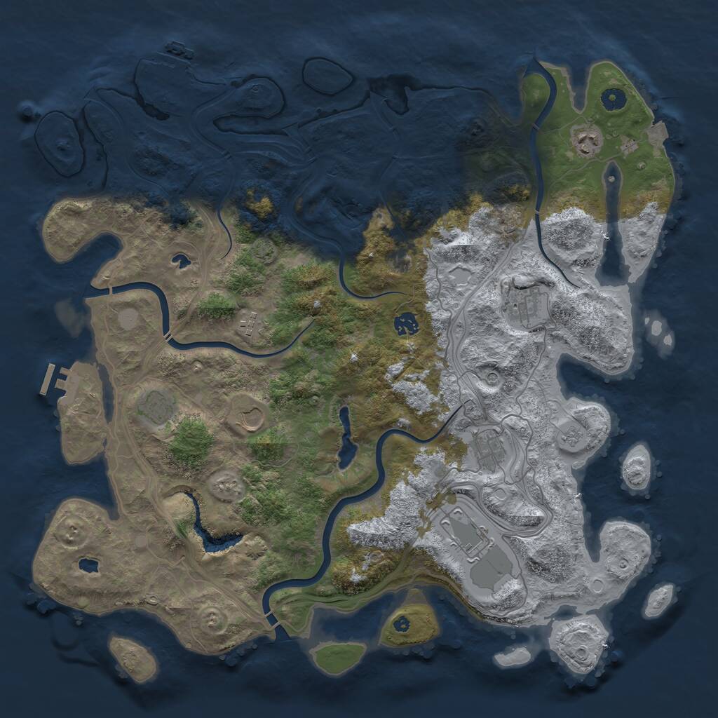 Rust Map: Procedural Map, Size: 4500, Seed: 712968626, 14 Monuments