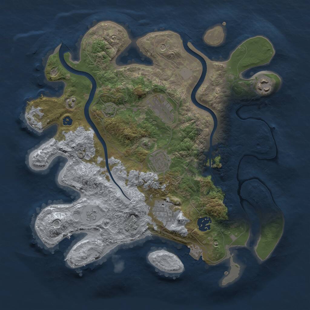 Rust Map: Procedural Map, Size: 3200, Seed: 1470430785, 10 Monuments