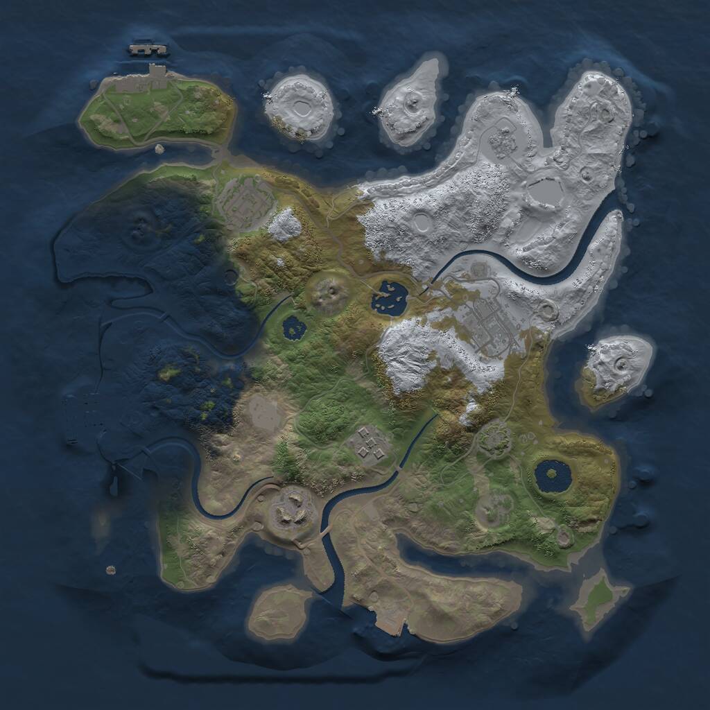 Rust Map: Procedural Map, Size: 3000, Seed: 2067083380, 11 Monuments