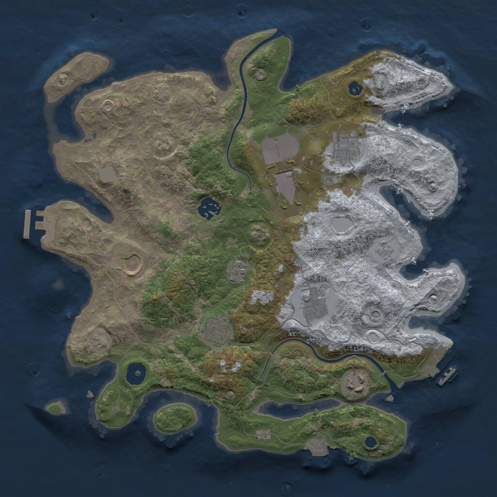 Rust Map: Procedural Map, Size: 3500, Seed: 2003576, 14 Monuments