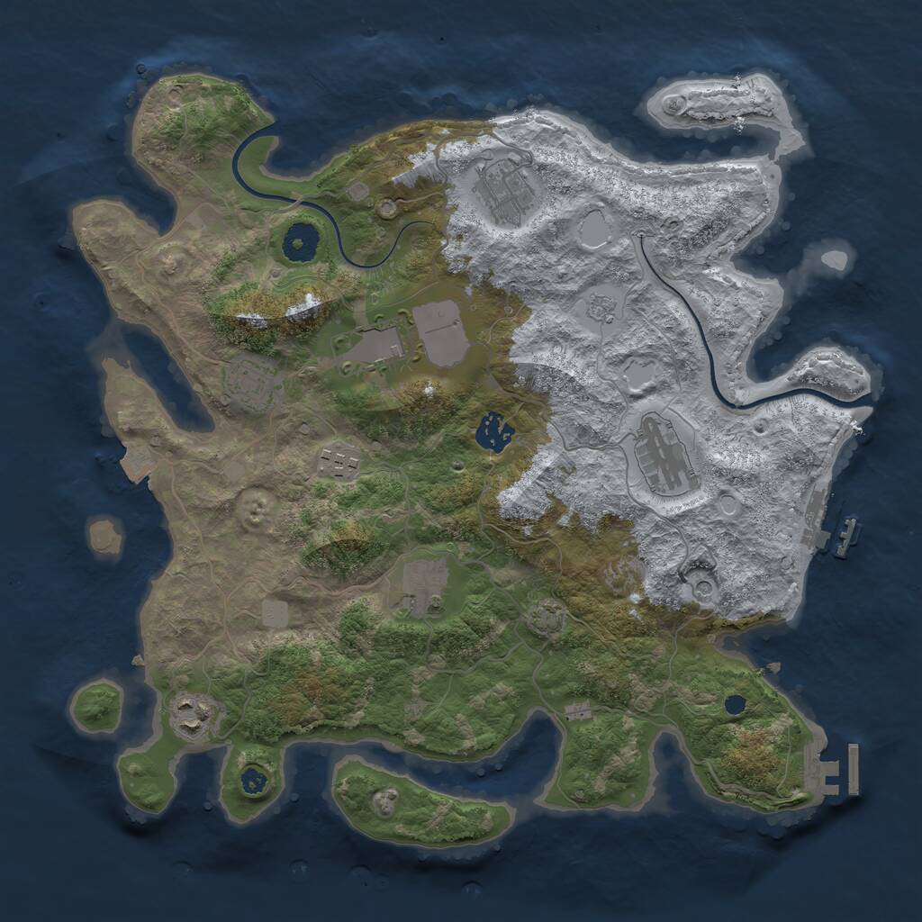 Rust Map: Procedural Map, Size: 3650, Seed: 96351164, 14 Monuments