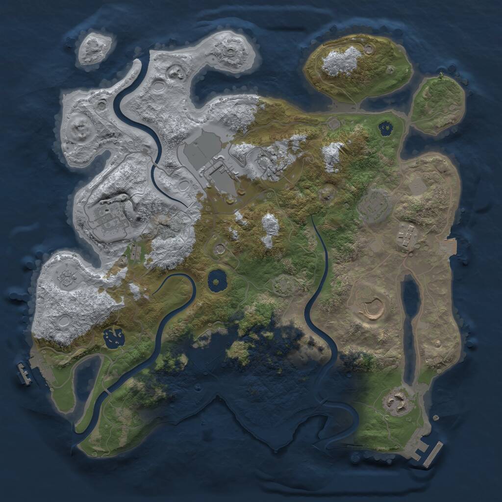 Rust Map: Procedural Map, Size: 3500, Seed: 3453454, 15 Monuments