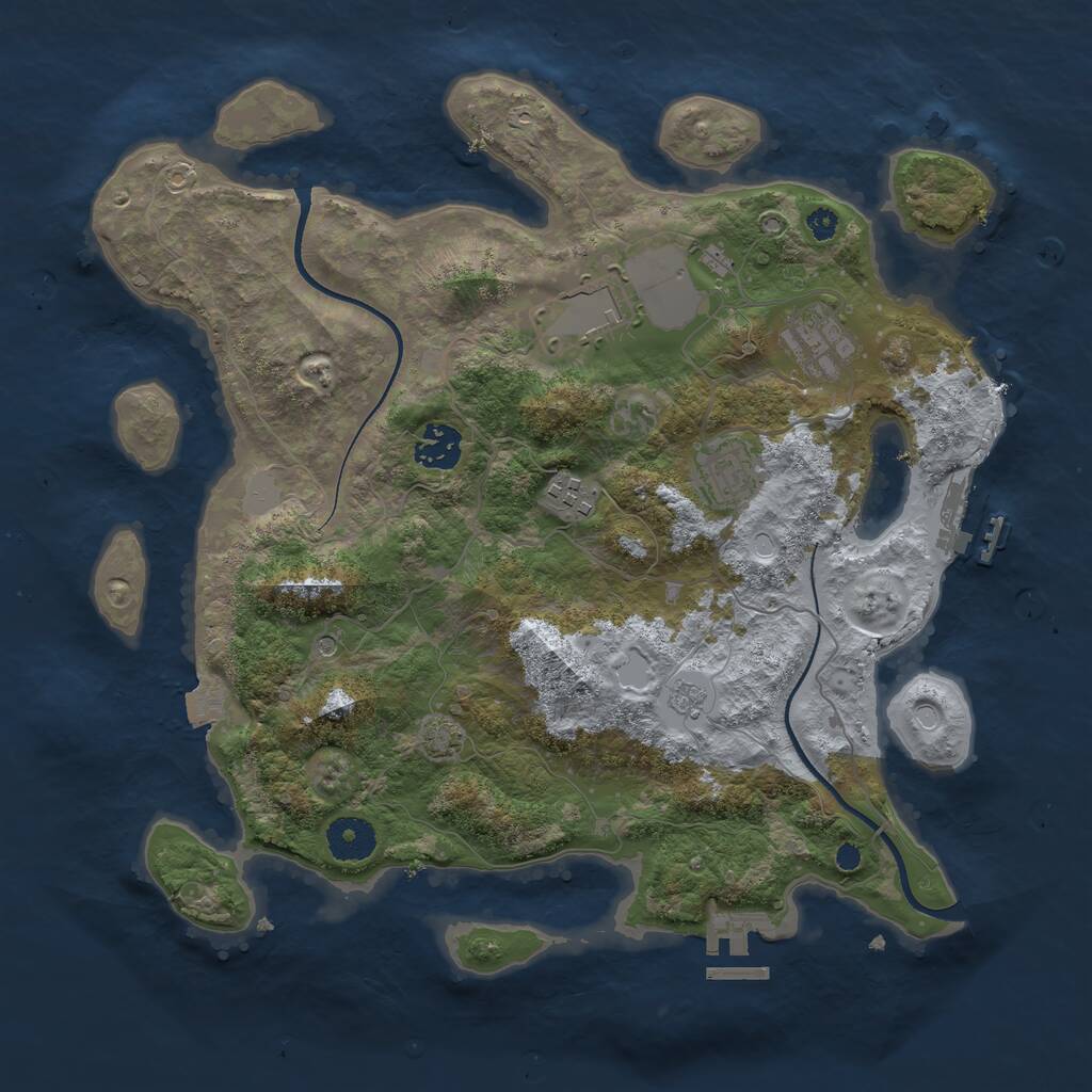 Rust Map: Procedural Map, Size: 3500, Seed: 349930245, 11 Monuments