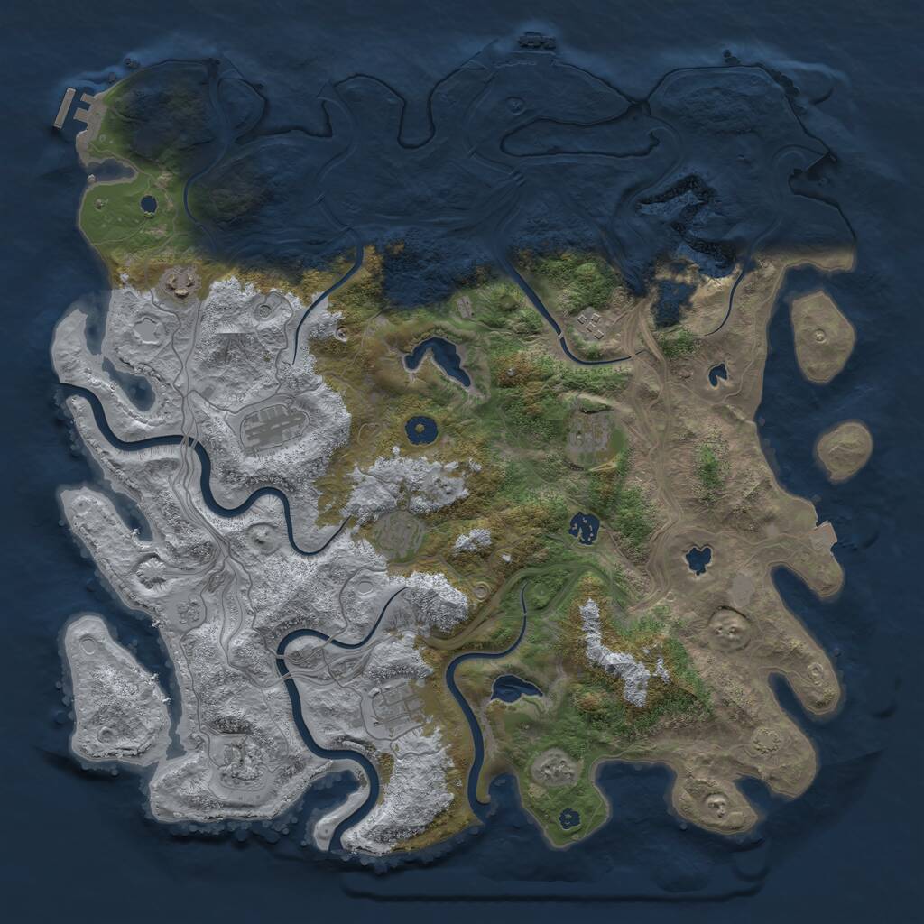Rust Map: Procedural Map, Size: 4500, Seed: 19840404, 14 Monuments