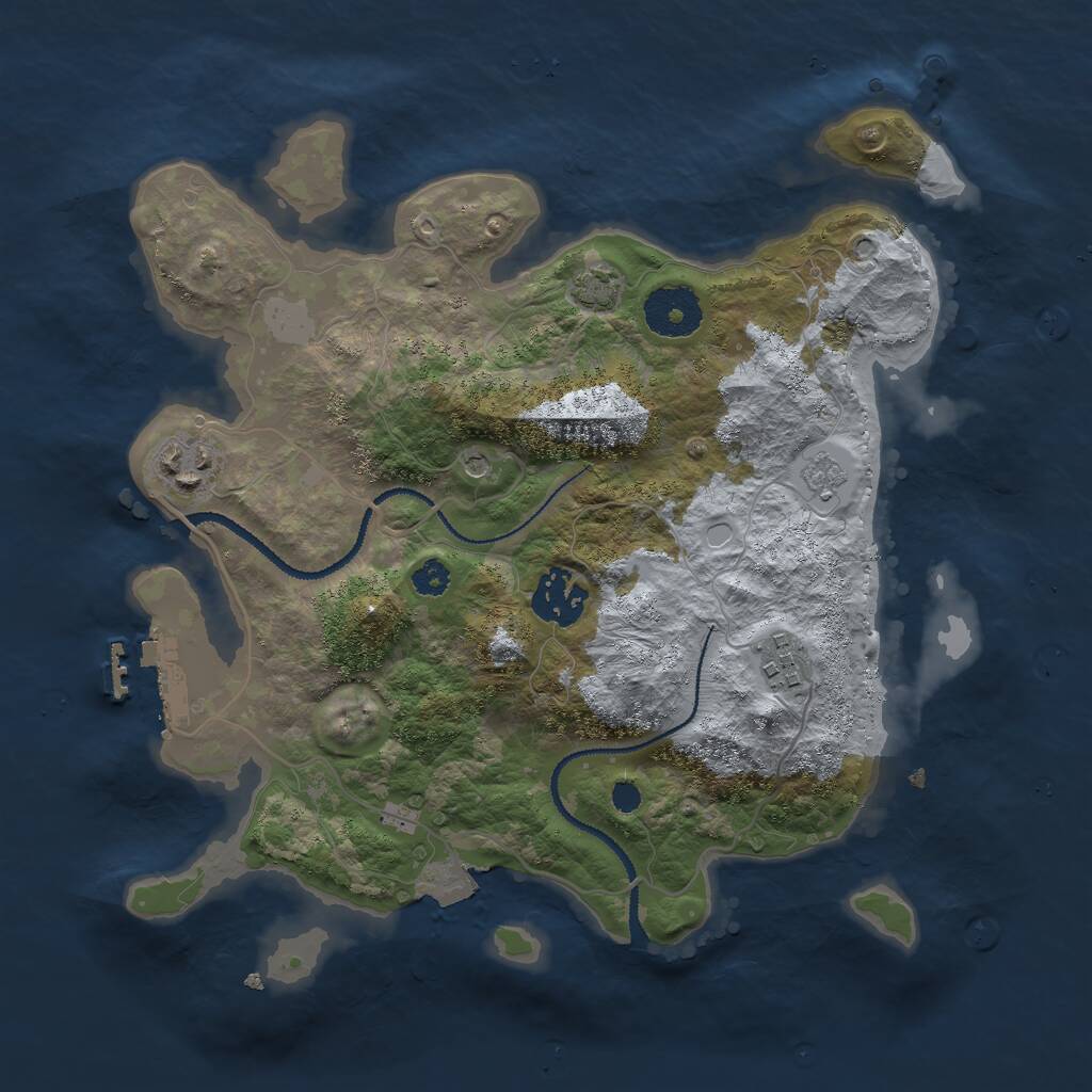 Rust Map: Procedural Map, Size: 3000, Seed: 706603197, 8 Monuments
