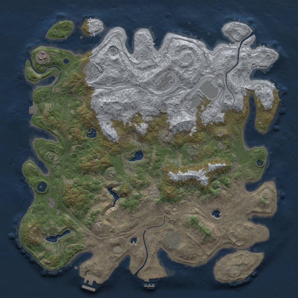 Rust Map: Procedural Map, Size: 4500, Seed: 2033297921, 14 Monuments