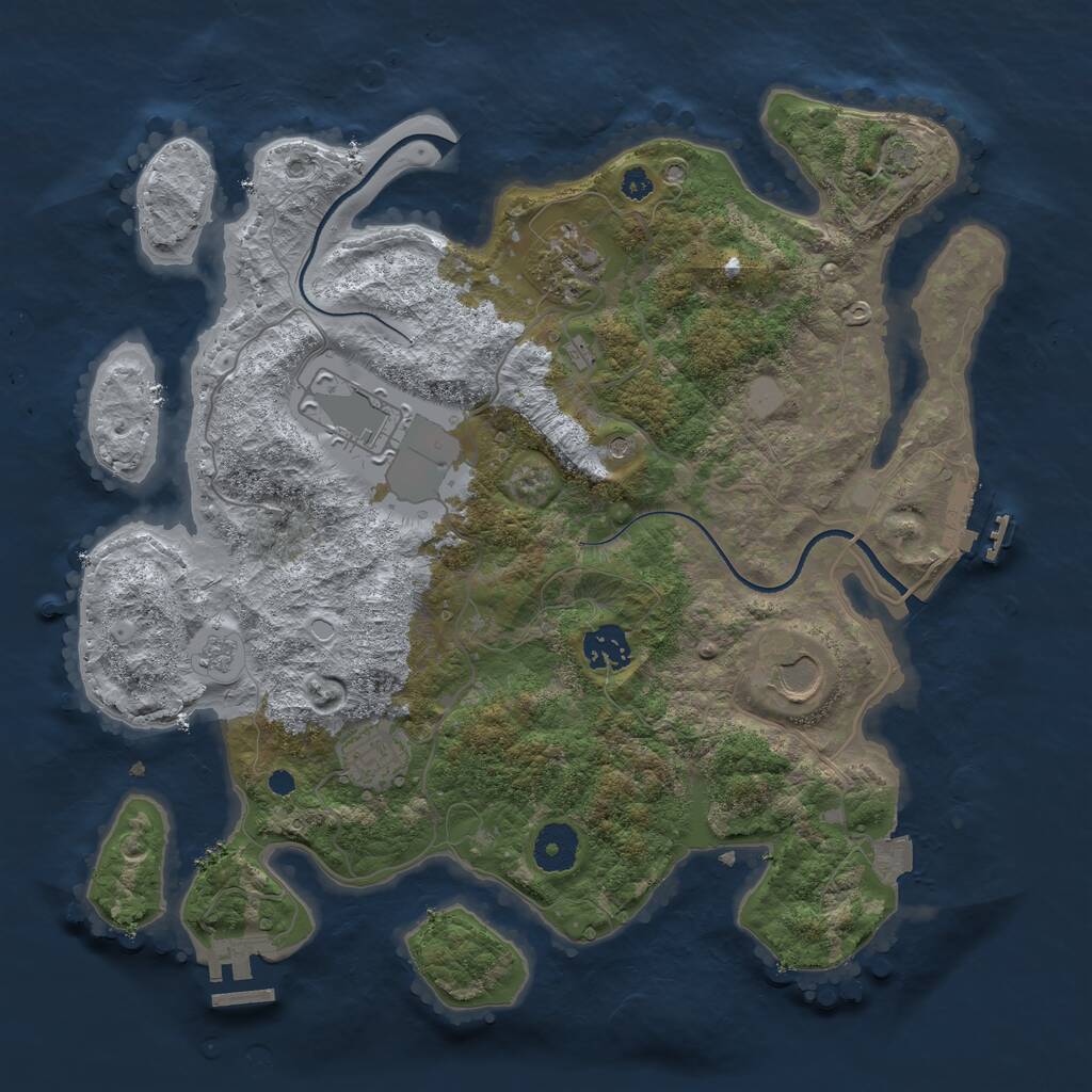 Rust Map: Procedural Map, Size: 3500, Seed: 425464919, 11 Monuments