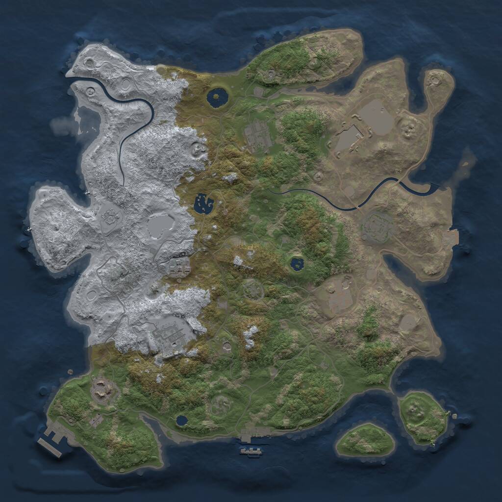 Rust Map: Procedural Map, Size: 3750, Seed: 2136465095, 14 Monuments