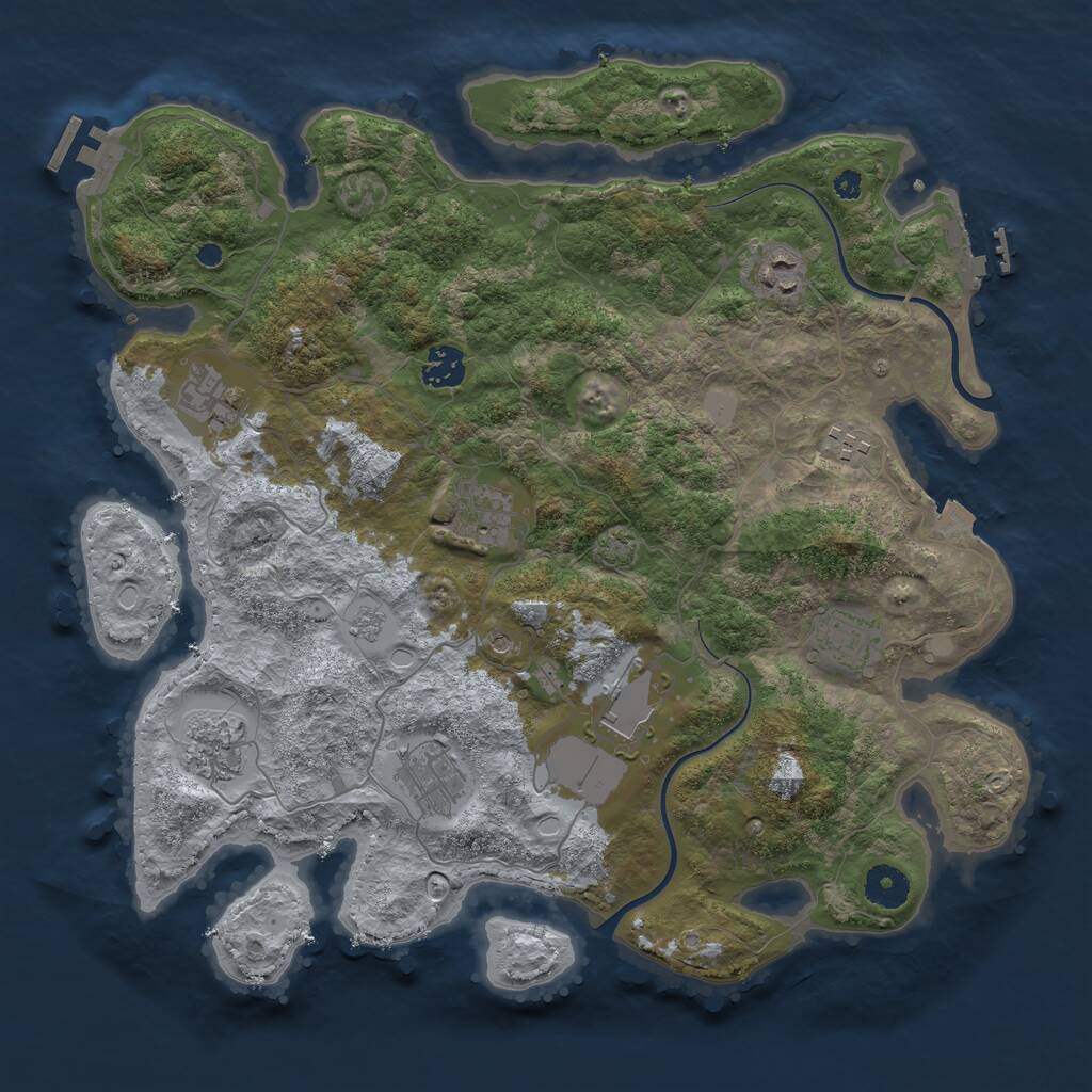 Rust Map: Procedural Map, Size: 3750, Seed: 296313632, 15 Monuments