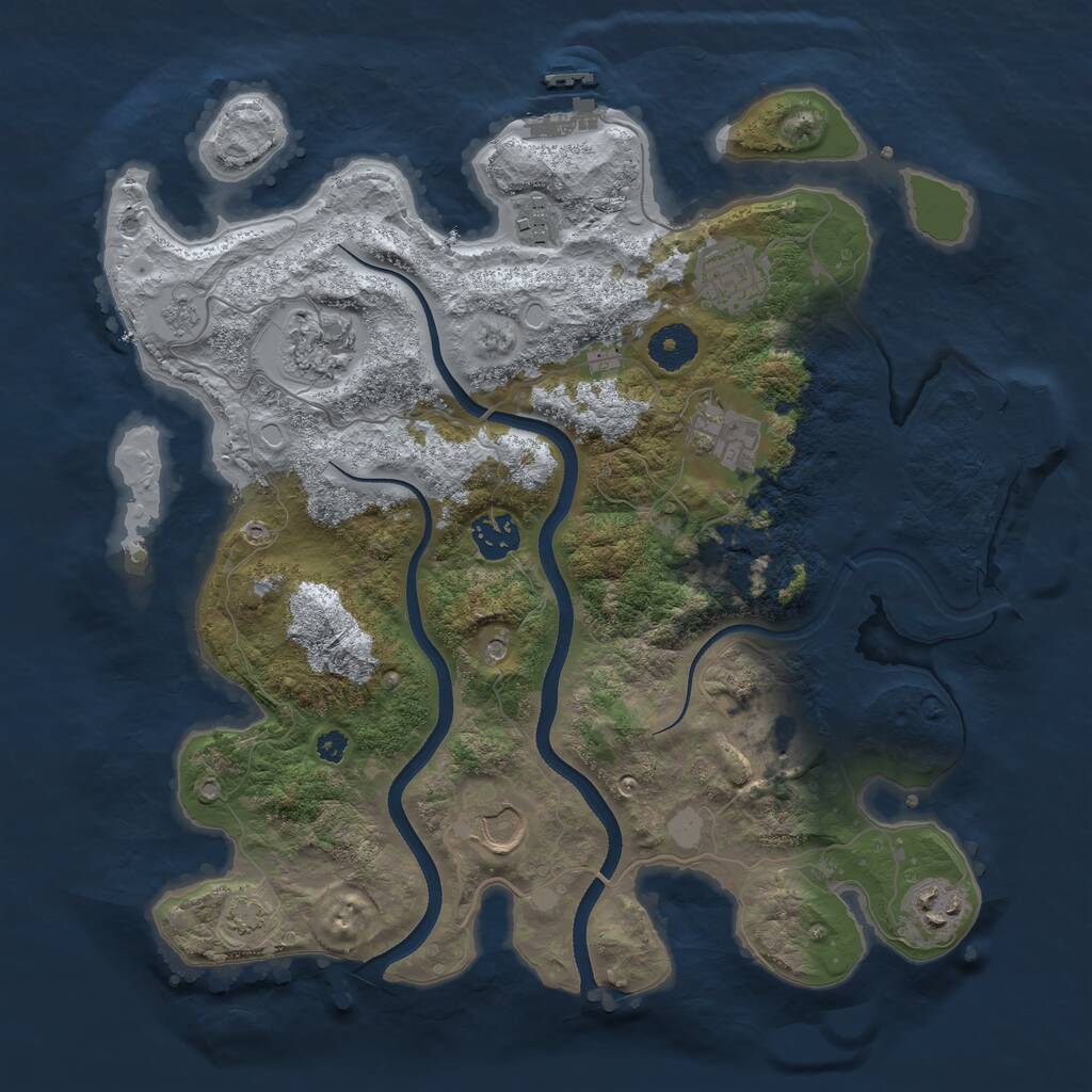 Rust Map: Procedural Map, Size: 3500, Seed: 1053333831, 14 Monuments