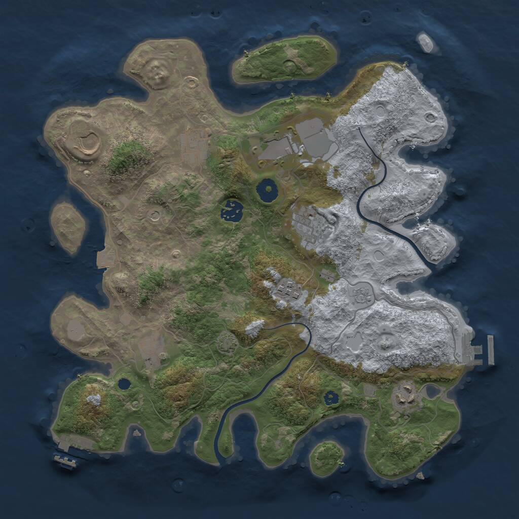 Rust Map: Procedural Map, Size: 3500, Seed: 461586245, 14 Monuments