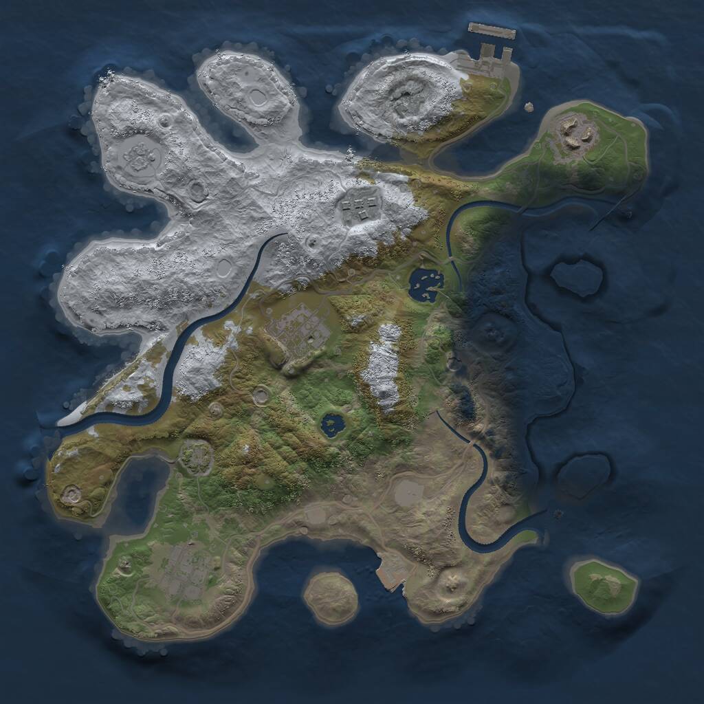 Rust Map: Procedural Map, Size: 3000, Seed: 1119702074, 10 Monuments