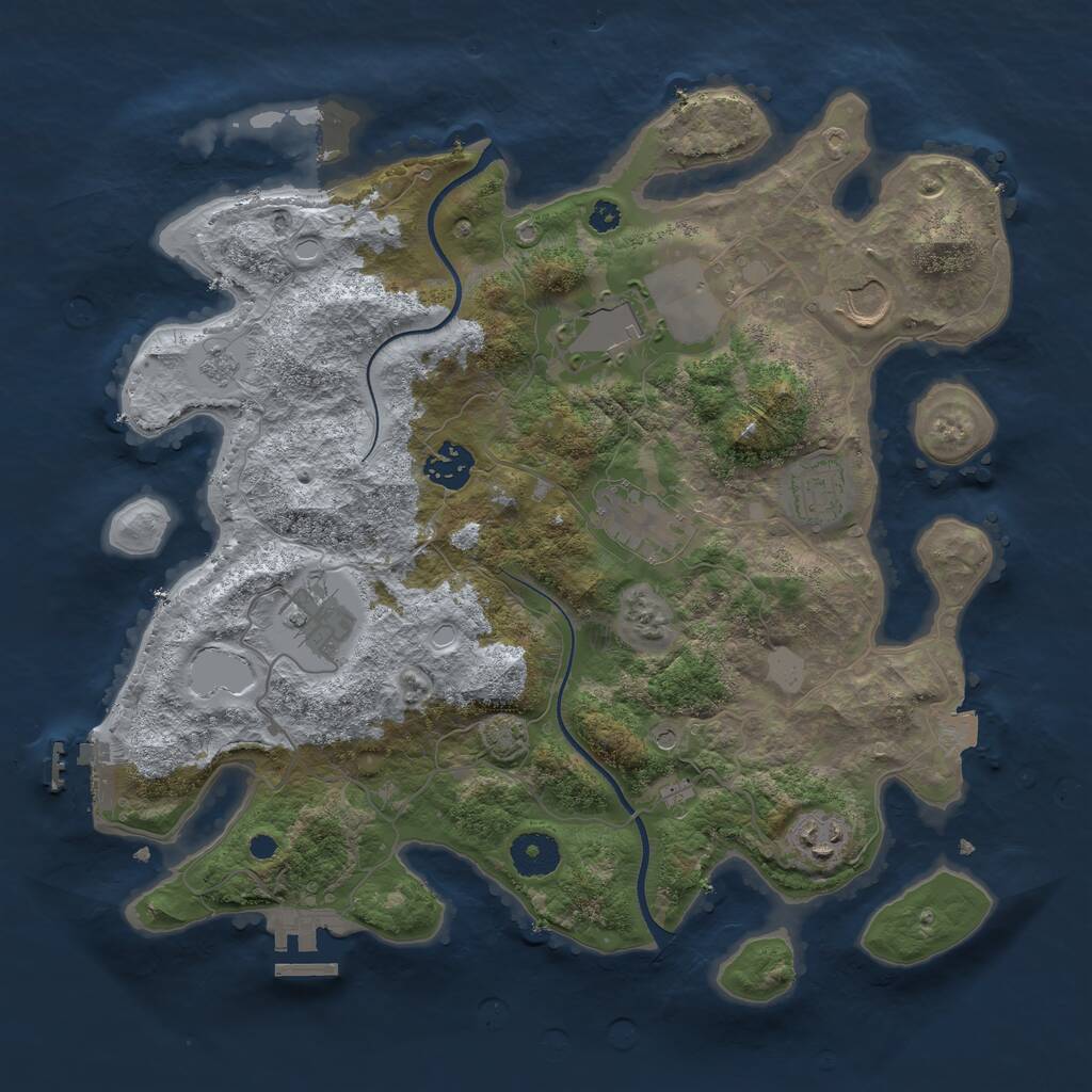Rust Map: Procedural Map, Size: 3500, Seed: 1554296, 13 Monuments