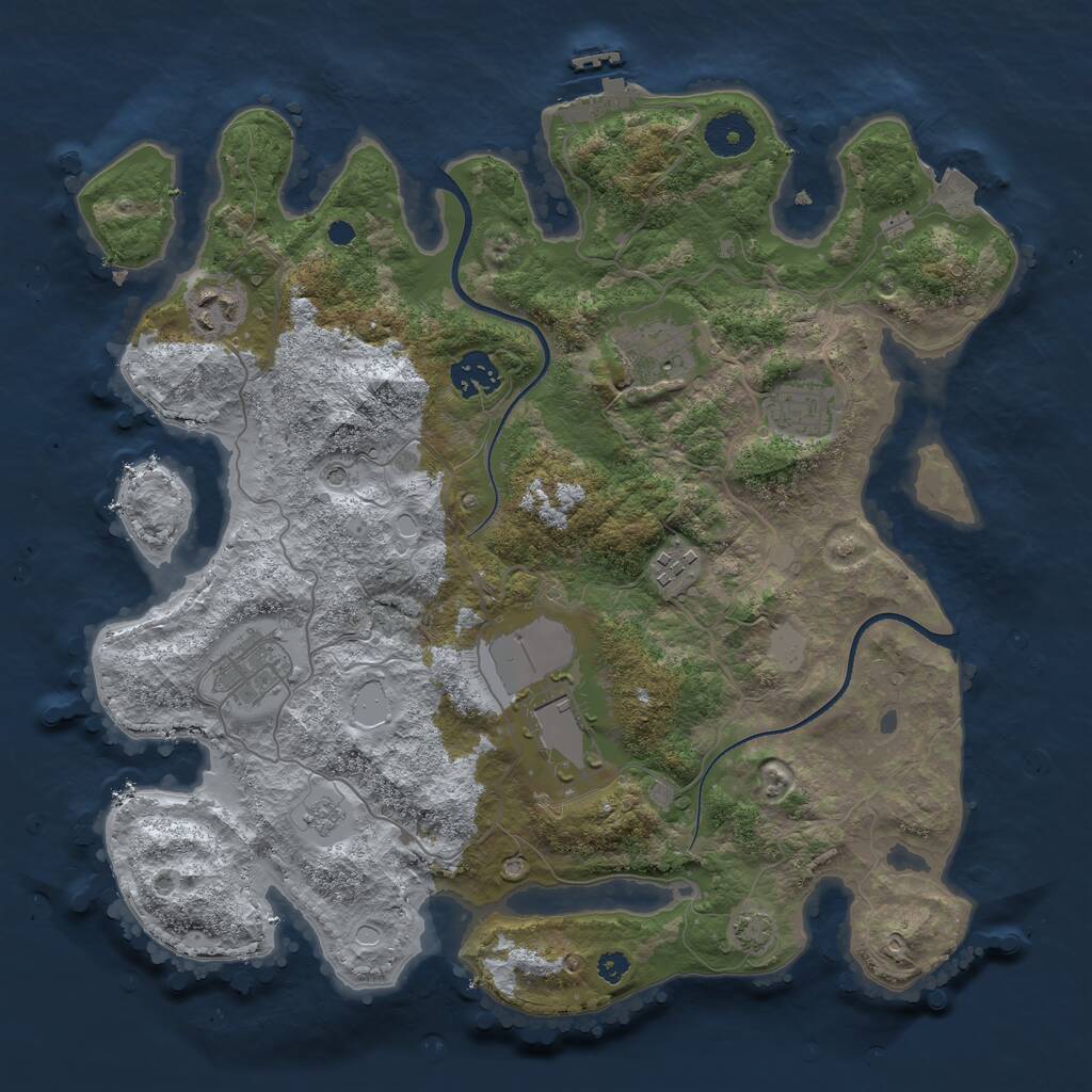 Rust Map: Procedural Map, Size: 3500, Seed: 161308108, 12 Monuments