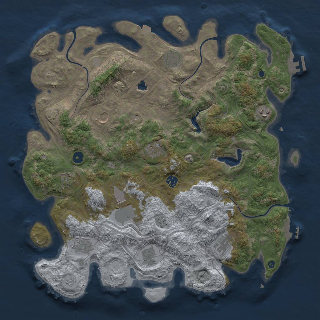 Rust Map: Procedural Map, Size: 4250, Seed: 1054637626, 17 Monuments