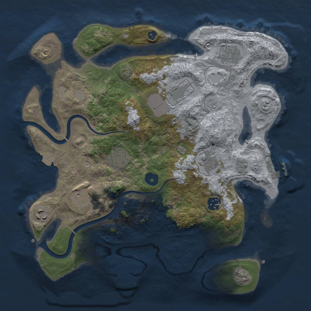 Rust Map: Procedural Map, Size: 3500, Seed: 1069246616, 14 Monuments