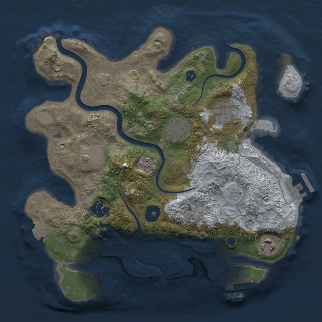 Rust Map: Procedural Map, Size: 3000, Seed: 368342623, 12 Monuments