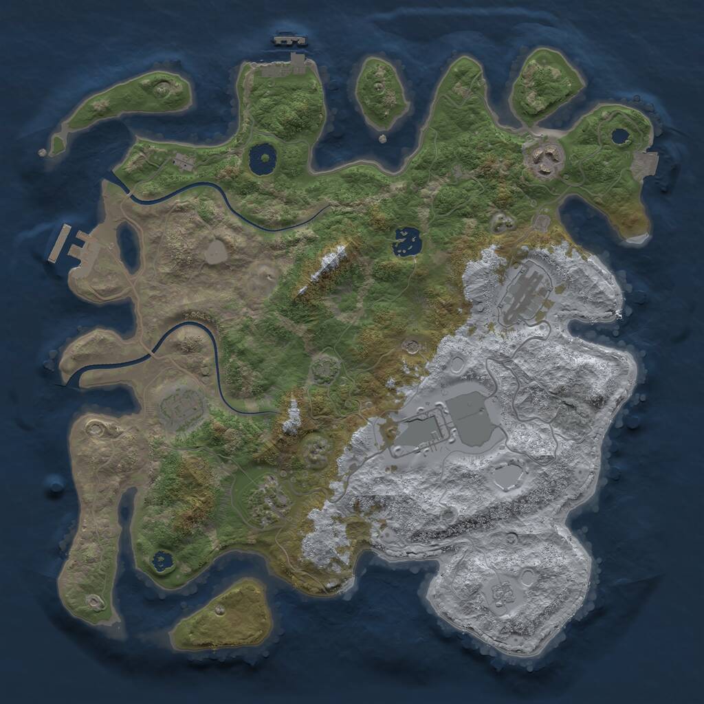 Rust Map: Procedural Map, Size: 3500, Seed: 462074970, 12 Monuments