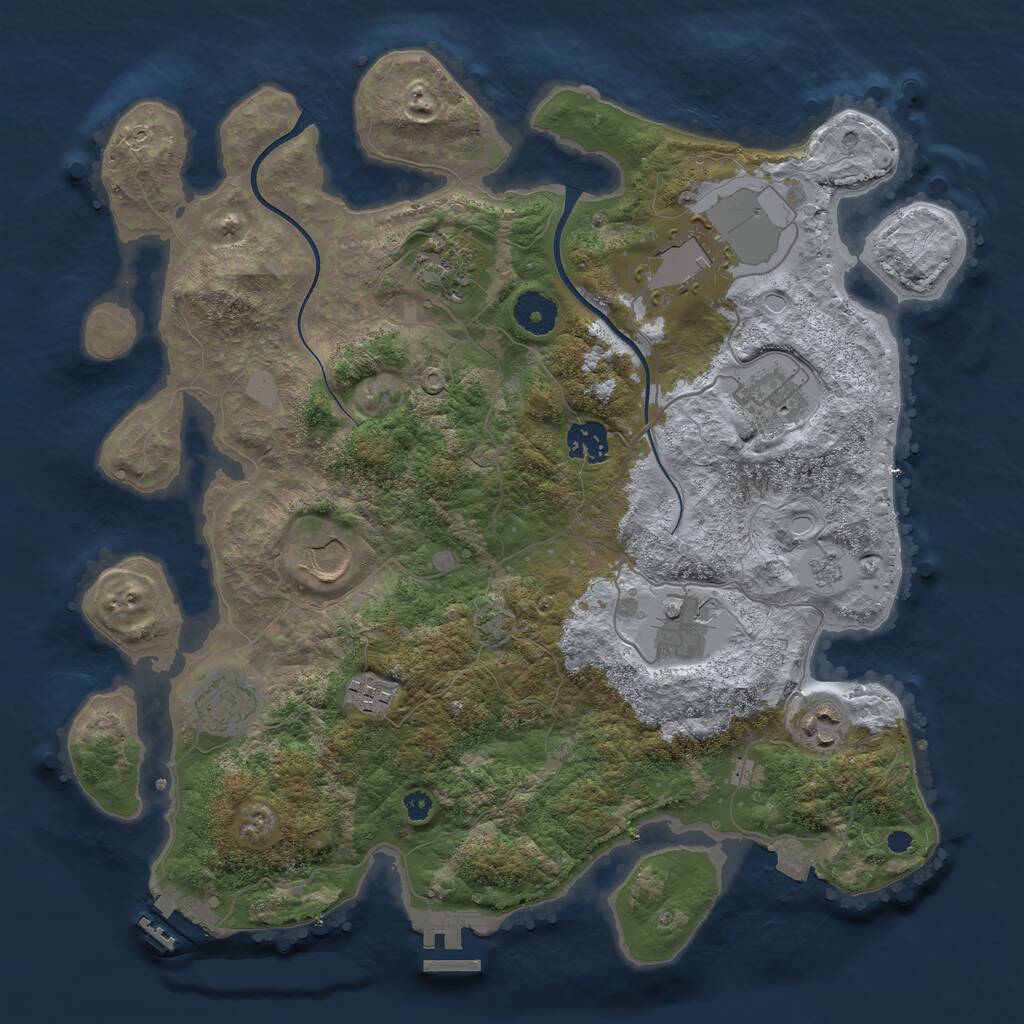 Rust Map: Procedural Map, Size: 3600, Seed: 990324, 14 Monuments