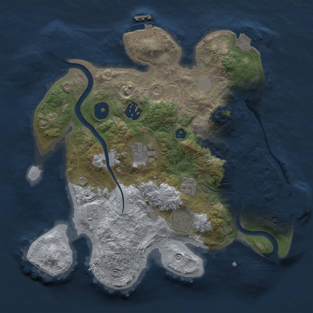 Rust Map: Procedural Map, Size: 2863, Seed: 9124729, 9 Monuments