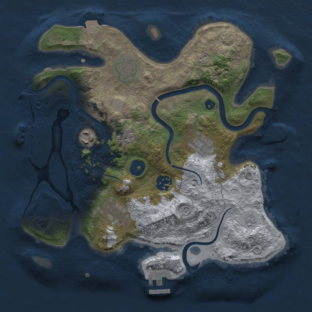 Rust Map: Procedural Map, Size: 3000, Seed: 2099869615, 12 Monuments