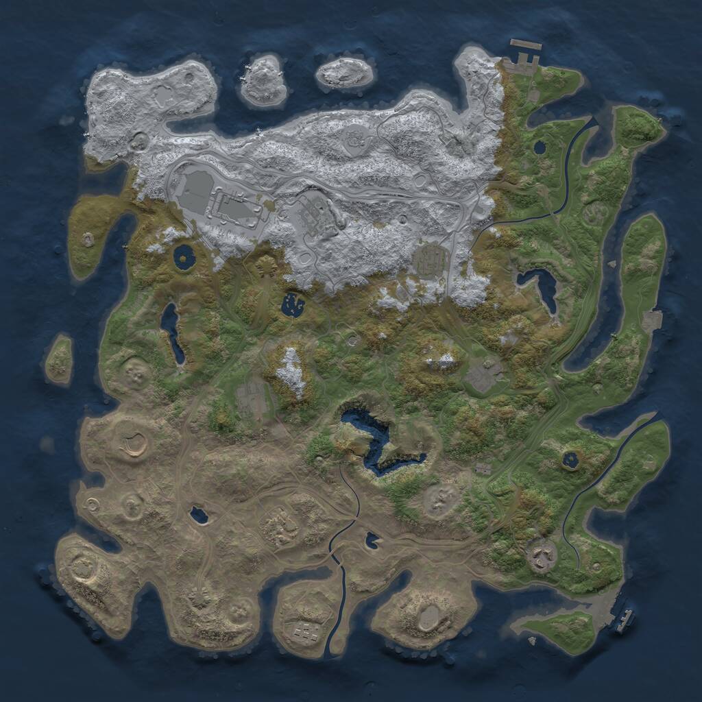 Rust Map: Procedural Map, Size: 4500, Seed: 450396453, 16 Monuments