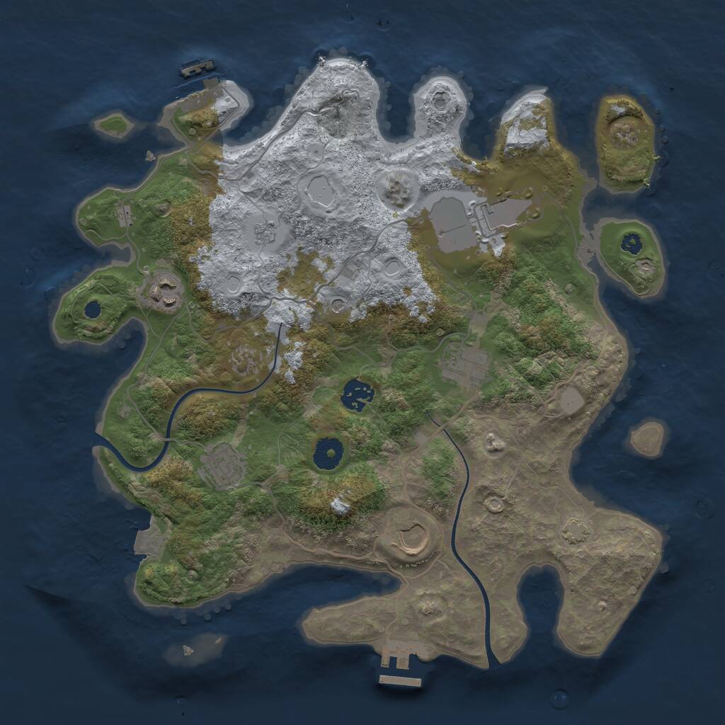 Rust Map: Procedural Map, Size: 3500, Seed: 32734912, 12 Monuments