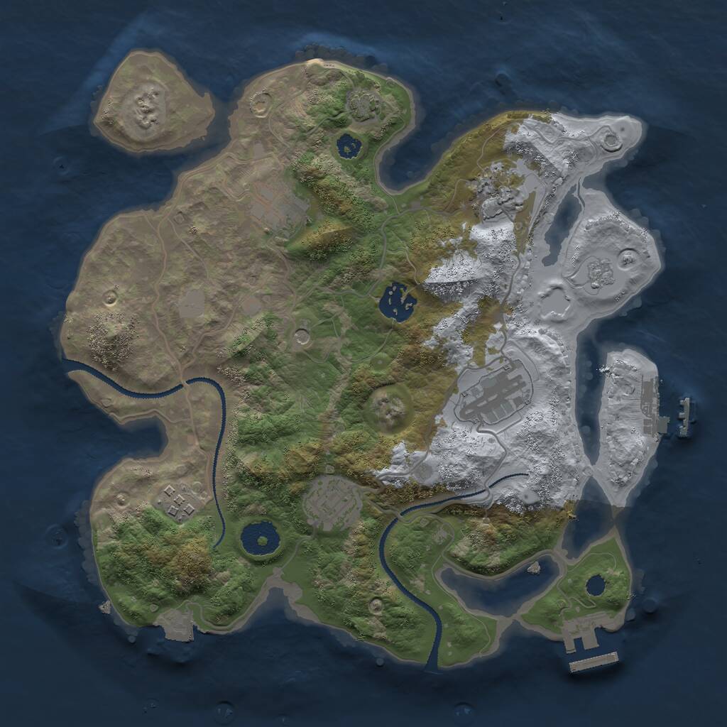 Rust Map: Procedural Map, Size: 3000, Seed: 919288088, 12 Monuments