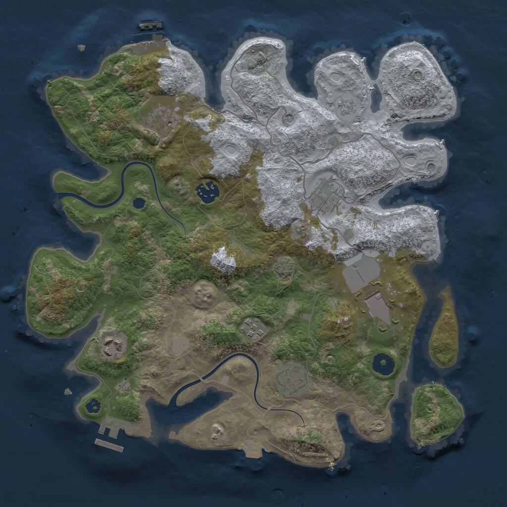 Rust Map: Procedural Map, Size: 3500, Seed: 1994208436, 13 Monuments