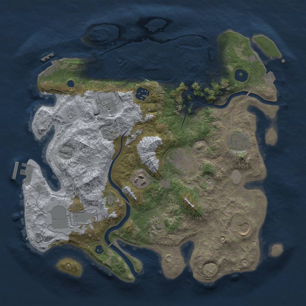 Rust Map: Procedural Map, Size: 3500, Seed: 1965089683, 15 Monuments