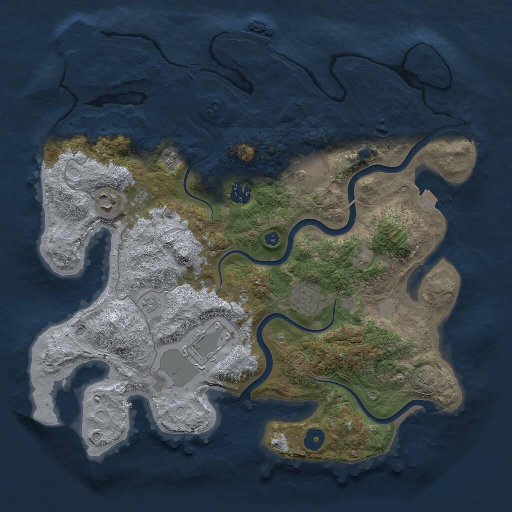 Rust Map: Procedural Map, Size: 3600, Seed: 441109530, 12 Monuments