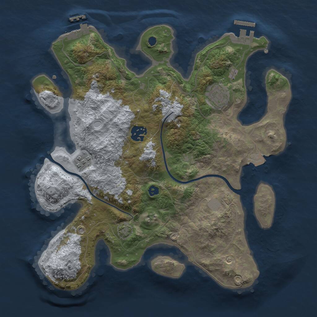 Rust Map: Procedural Map, Size: 3000, Seed: 966600383, 7 Monuments