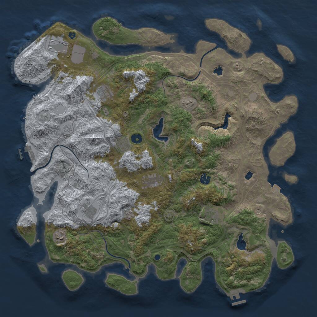 Rust Map: Procedural Map, Size: 4500, Seed: 1454330691, 15 Monuments