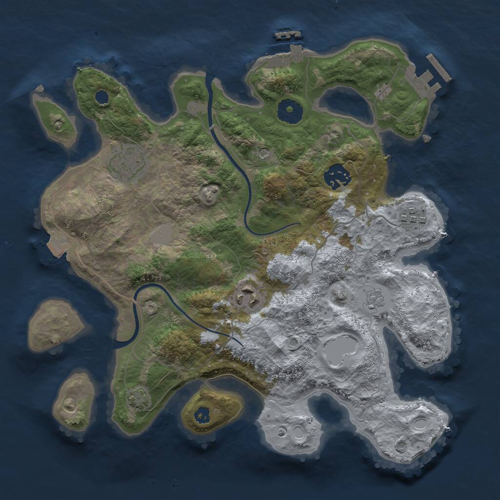 Rust Map: Procedural Map, Size: 3000, Seed: 92921585, 10 Monuments