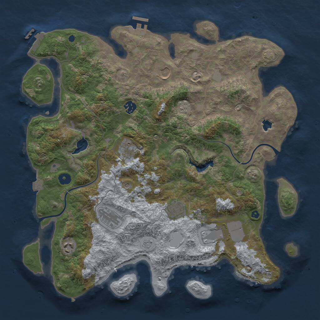 Rust Map: Procedural Map, Size: 4000, Seed: 45633, 14 Monuments