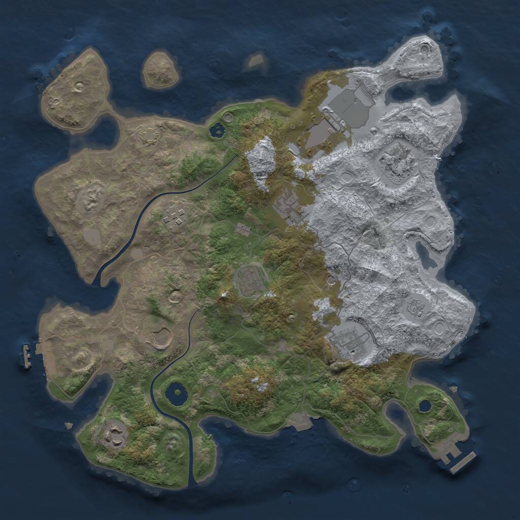 Rust Map: Procedural Map, Size: 3500, Seed: 1362838861, 14 Monuments