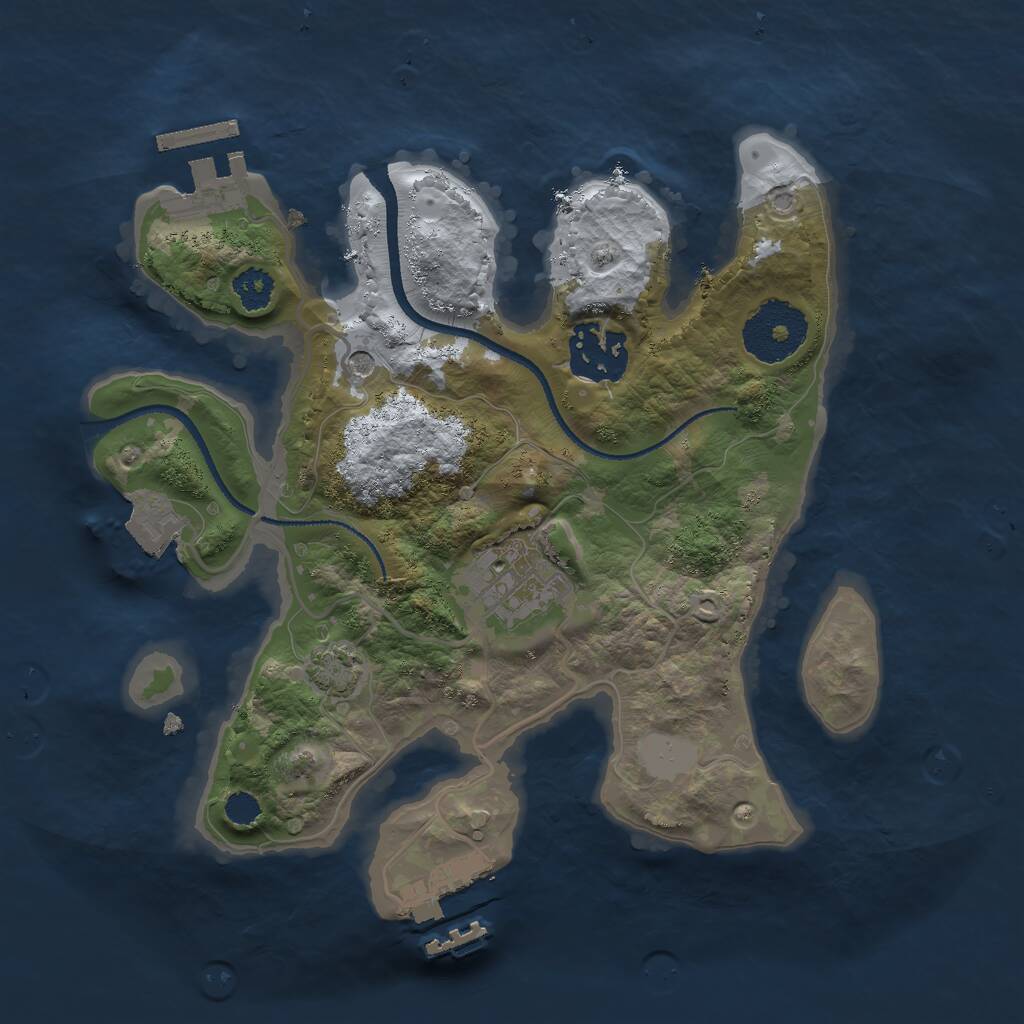 Rust Map: Procedural Map, Size: 2500, Seed: 822027, 7 Monuments