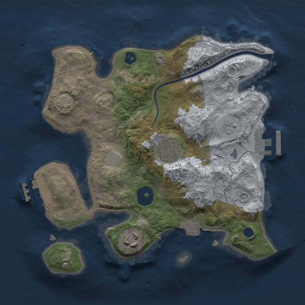 Rust Map: Procedural Map, Size: 2500, Seed: 384756423, 8 Monuments