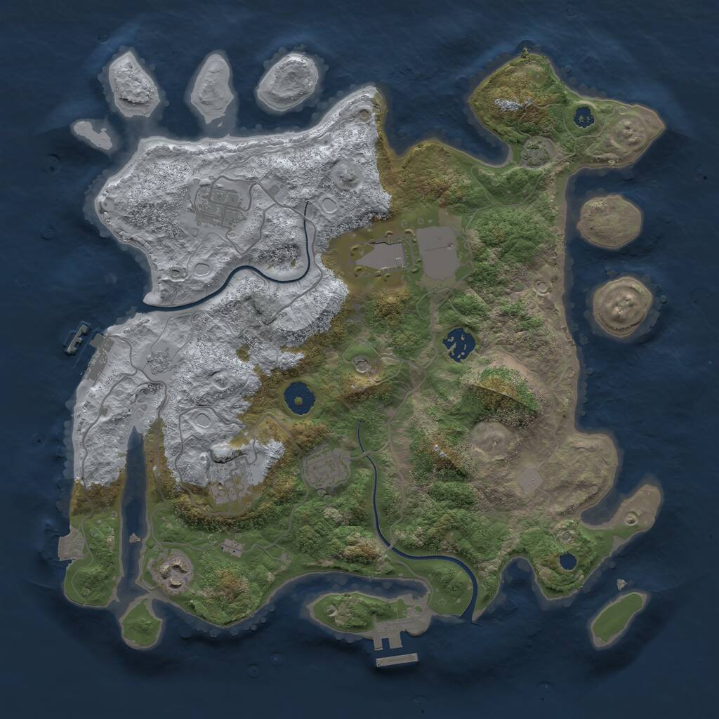Rust Map: Procedural Map, Size: 3500, Seed: 969423, 12 Monuments